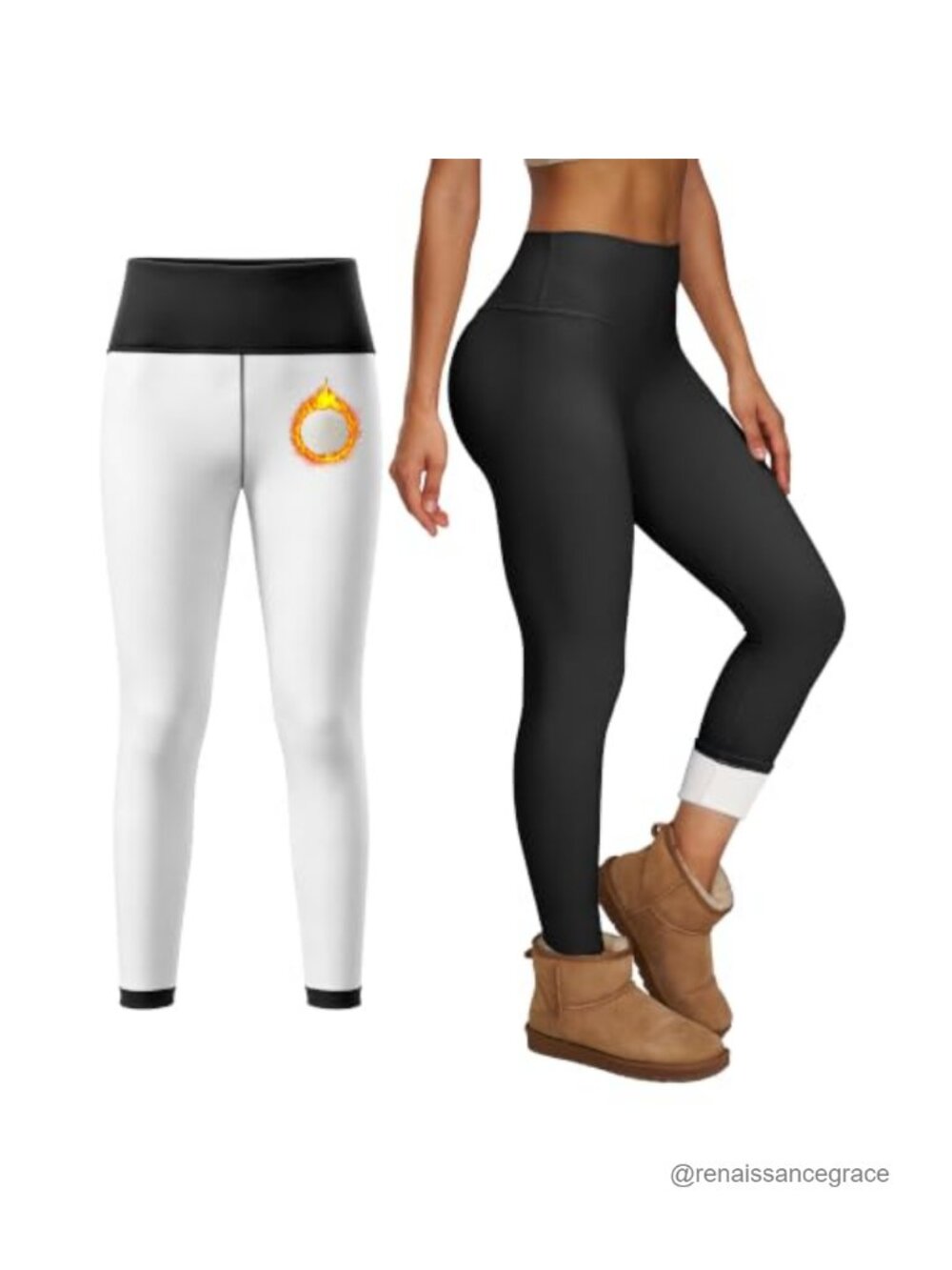 Fleece Lined Thermal Leggings High Waist Tummy Control Winter Yoga Pants